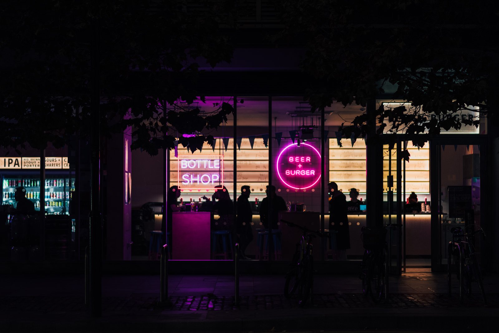 A neon-lit bar in London